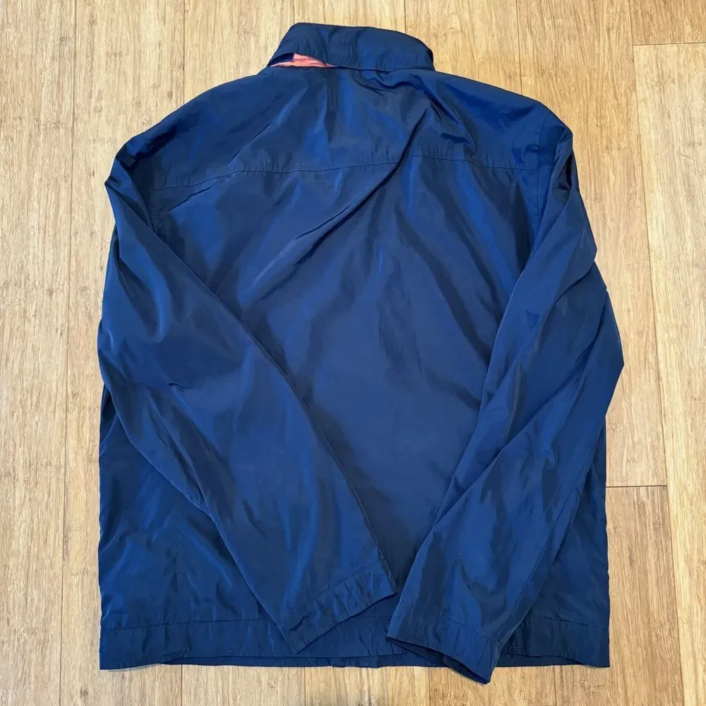 Michael Kors Navy & Orange Lightweight Windbreaker w/ Packable Hood Sz Large